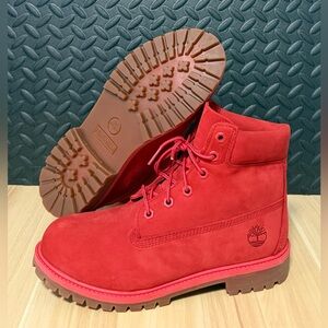 Timberland Premium 50th Anniversary 6" Red Boots Waterproof Boys Sz 7 Women Sz 8